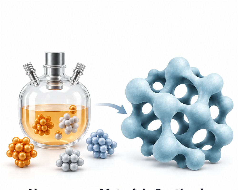 Nanoporous materials synthesis: precursors in a flask becoming a porous framework